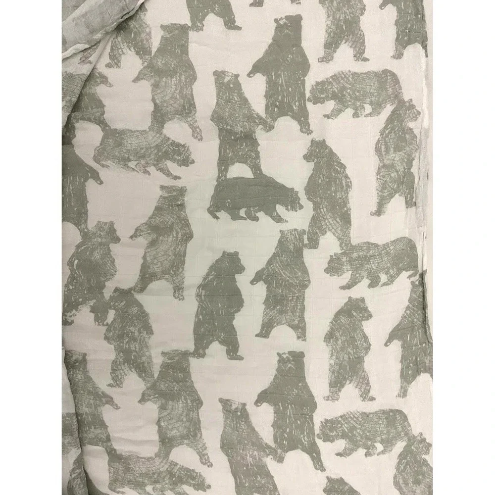 Aden‎ Anais Gray Bear Baby Swaddle Blanket Bamboo White Label 49x49 Forest Soft